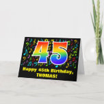 [ Thumbnail: 45th Birthday: Colorful Music Symbols & Rainbow 45 Card ]