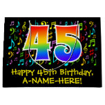 [ Thumbnail: 45th Birthday - Colorful Music Symbols, Rainbow 45 Gift Bag ]