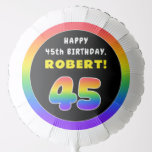 [ Thumbnail: 45th Birthday: Colorful Rainbow # 45, Custom Name Balloon ]