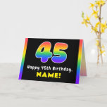 [ Thumbnail: 45th Birthday: Colorful Rainbow # 45, Custom Name Card ]