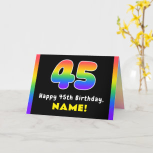45th Birthday: Colorful Rainbow # 45, Custom Name Card