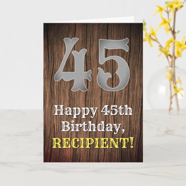45th Birthday: Country Western Inspired Look, Name Card (Yellow Flower)