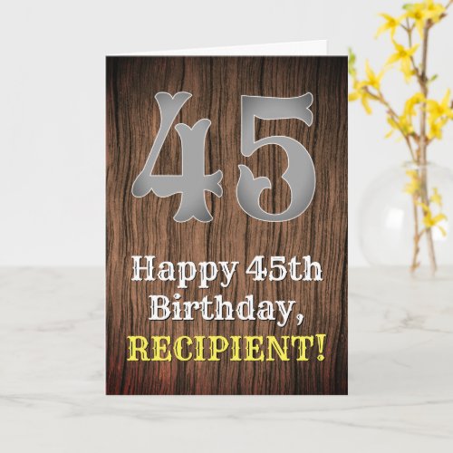 45th Birthday Country Western Inspired Look Name Card