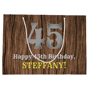 45th Birthday: Country Western Inspired Look, Name Large Gift Bag