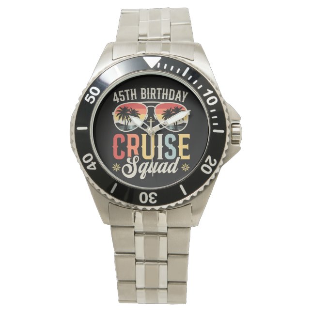 45TH Birthday Cruise Squad Family Matching Men Watch (Front)