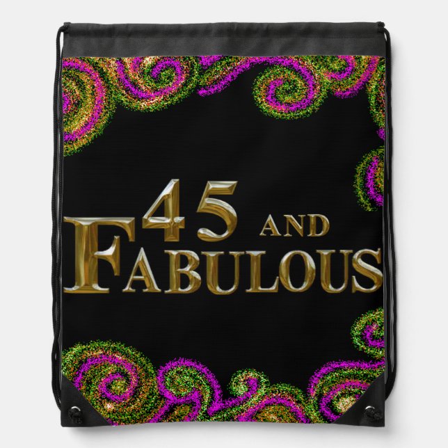 45th Birthday  Drawstring Bag (Front)