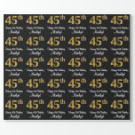[ Thumbnail: 45th Birthday: Elegant Luxurious Faux Gold Look # Wrapping Paper ]