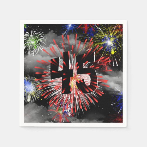 45th Birthday Fireworks In Clouds Napkins