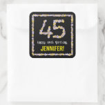 [ Thumbnail: 45th Birthday: Floral Flowers Number, Custom Name Sticker ]