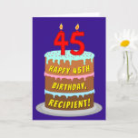 [ Thumbnail: 45th Birthday: Fun Cake and Candles + Custom Name Card ]