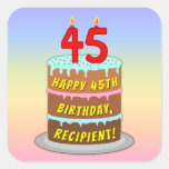 [ Thumbnail: 45th Birthday: Fun Cake and Candles + Custom Name Sticker ]