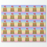 [ Thumbnail: 45th Birthday: Fun Cake and Candles + Custom Name Wrapping Paper ]