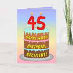 [ Thumbnail: 45th Birthday — Fun Cake & Candles, W/ Custom Name Card ]