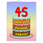[ Thumbnail: 45th Birthday: Fun Cake & Candles, W/ Custom Name Card ]