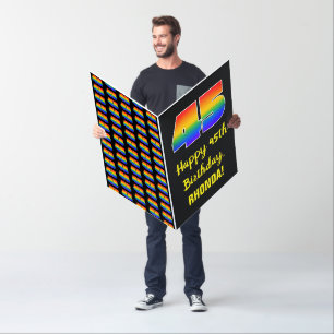 45th Birthday: Fun, Colorful, Happy, Rainbow # 45 Card