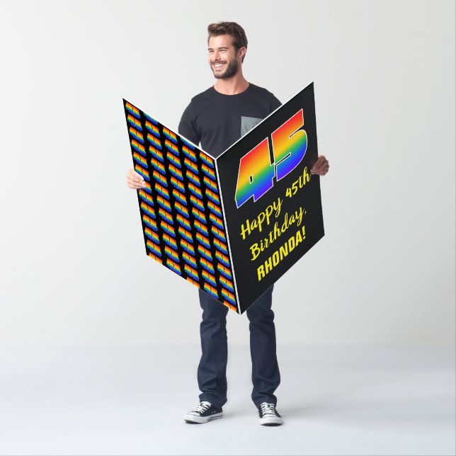 45th Birthday: Fun, Colorful, Happy, Rainbow # 45 Card (In Situ)