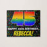 [ Thumbnail: 45th Birthday — Fun, Colorful Music Symbols & “45” Jigsaw Puzzle ]