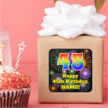 [ Thumbnail: 45th Birthday: Fun Fireworks Look, Rainbow # 45 Sticker ]
