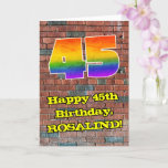 [ Thumbnail: 45th Birthday: Fun Graffiti-Inspired Rainbow 45 Card ]
