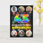 [ Thumbnail: 45th Birthday: Fun Rainbow #, Custom Name & Photos Card ]
