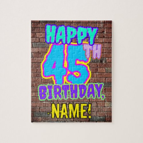 45th Birthday  Fun Urban Graffiti Inspired Look Jigsaw Puzzle