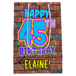 [ Thumbnail: 45th Birthday: Fun, Urban Graffiti Inspired Look Gift Bag ]