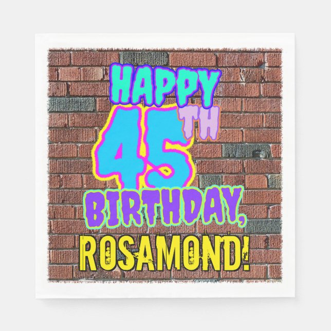 45th Birthday ~ Fun, Urban Graffiti Inspired Look Napkins (Front)