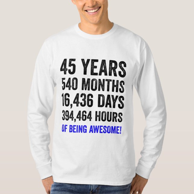 45th Birthday // Funny Men’s Birthday Countdown T-Shirt (Front)
