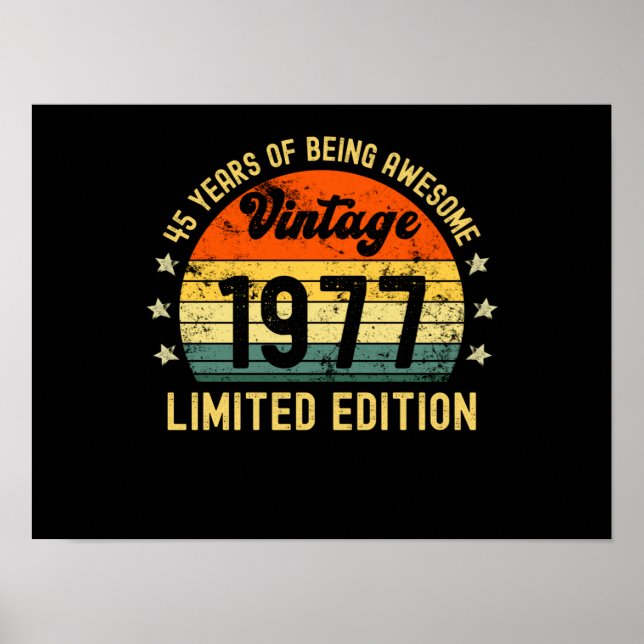 45th birthday gifts vintage 1977 limited edition poster (Front)