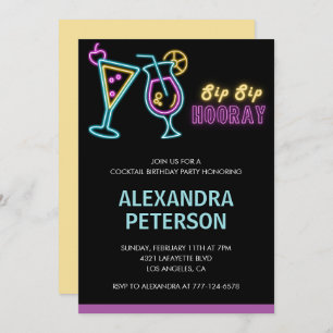45th birthday invitations Cocktail Neon Glow