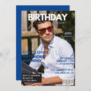 45th birthday invitations Men Him Magazine Cover