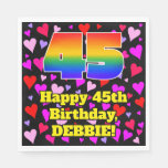 [ Thumbnail: 45th Birthday: Loving Hearts Pattern, Rainbow # 45 Napkins ]