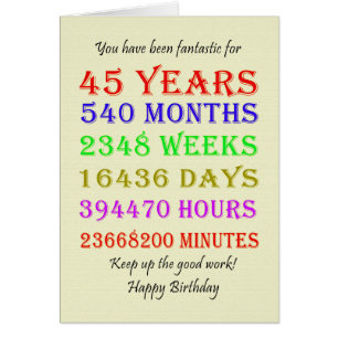 45th Birthday Milestones Cards