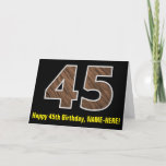 [ Thumbnail: 45th Birthday: Name + Faux Wood Grain Pattern "45" Card ]