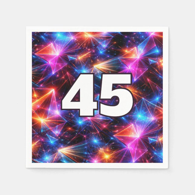 45th Birthday Neon Polygon Abstract  Napkins (Front)