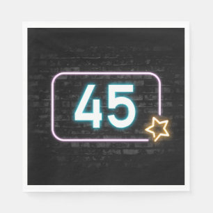 45th Birthday Neon Sign On Brick Napkins