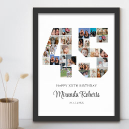 45th Birthday Number 45 Custom Photo Collage Poster