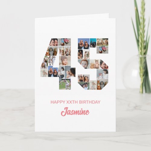 45th Birthday Number 45 Photo Collage Personalized Card