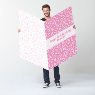 45th Birthday Number Pattern Pink/White Jumbo Card