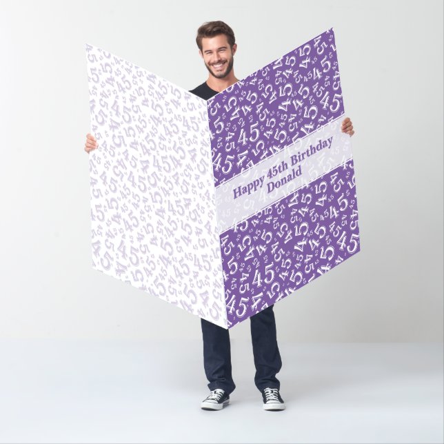 45th Birthday Number Pattern Purple/White Jumbo Card (In Situ)