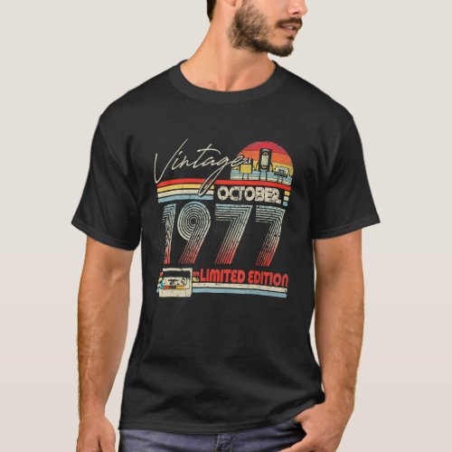 45th Birthday October 1977 Vintage Cassette T_Shirt