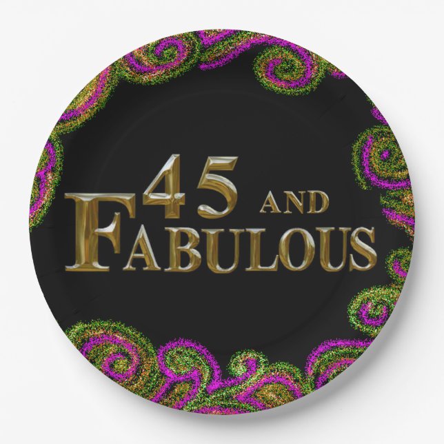 45th Birthday  Paper Plates (Front)