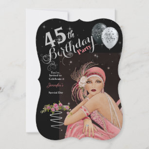 45th Birthday Party Art Deco Design Birthday Invit Invitation