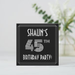 [ Thumbnail: 45th Birthday Party: Art Deco Style W/ Custom Name Invitation ]