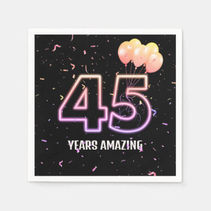 45th Birthday Party Balloons and Confetti Napkins