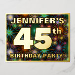 [ Thumbnail: 45th Birthday Party: Bold, Colorful Fireworks Look Postcard ]