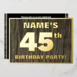[ Thumbnail: 45th Birthday Party: Bold, Faux Wood Grain Pattern Invitation ]