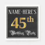 [ Thumbnail: 45th Birthday Party — Fancy Script, Faux Gold Look Napkins ]