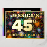 [ Thumbnail: 45th Birthday Party — Fun, Colorful Fireworks Look Invitation ]