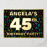 [ Thumbnail: 45th Birthday Party — Fun, Colorful Music Symbols Invitation ]